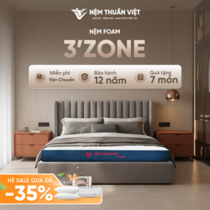 Nệm Foam Thuần Việt 3-Zone – Nâng đỡ 3 vùng chuyên sâu
