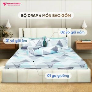 [Tặng – Áp dụng 10cm trở lên] Bộ drap Thuần Việt 4 món