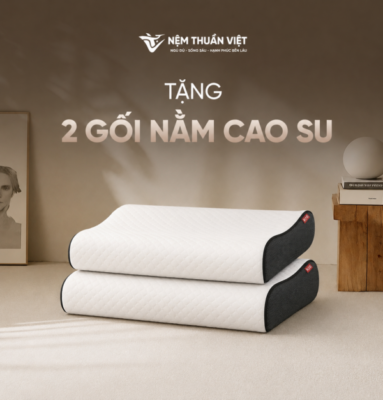 [Tặng – Áp dụng 10cm trở lên] 02 Gối Cao Su Thiên Nhiên Lượn Sóng Thuần Việt